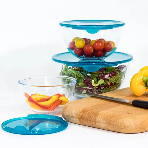 Pyrex 3 Piece Prep & Store Bowl Set with Lids