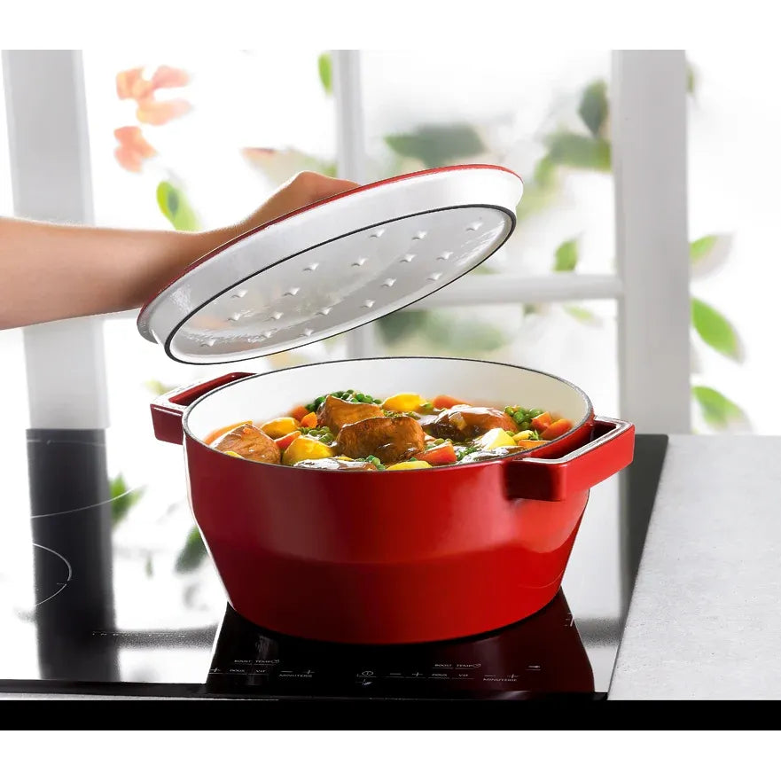 Pyrex SlowCook Red Round Cast Iron Casserole Dish 28cm