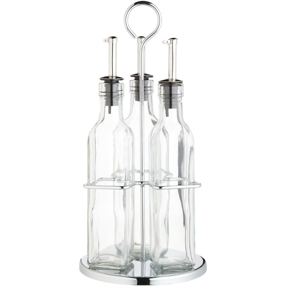 World of Flavours Italian 3 Bottle Glass Oil and Vinegar Set - Home Deco London