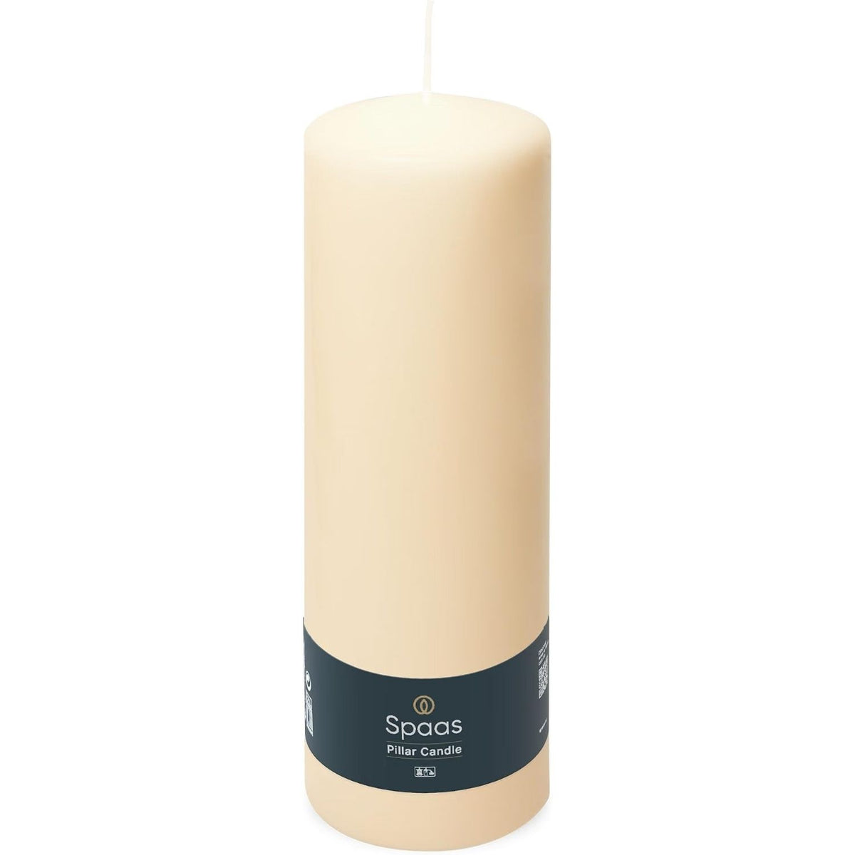 Spaas Unscented Pillar Candle 80/250 mm, 115 Hours, Ivory