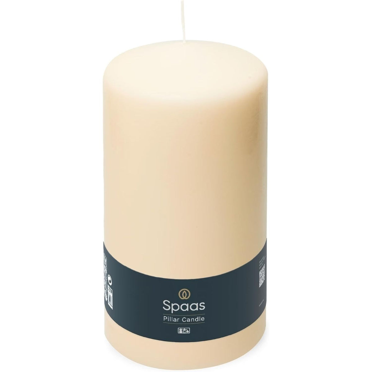 Spaas Unscented Pillar Candle 100/200 mm, 140 Hours, Ivory