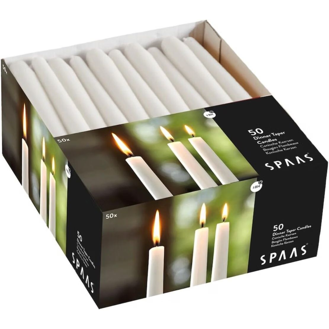 Spaas Bulk Pack of Unscented Dinner Candles 23cm | Long-Lasting 8 Hour Burn | 150 White Festilux Candles