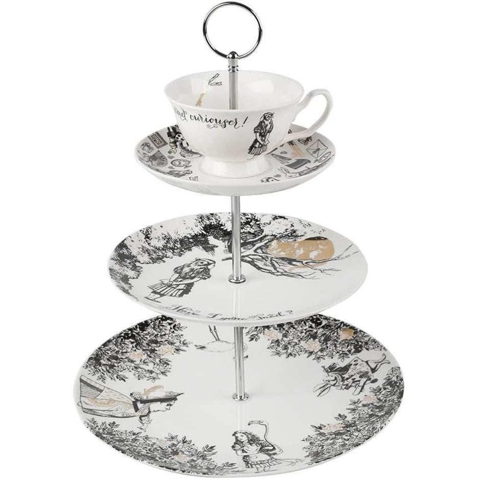 Victoria & Albert V&A Alice in Wonderland 3-Tier Cake Stand, White