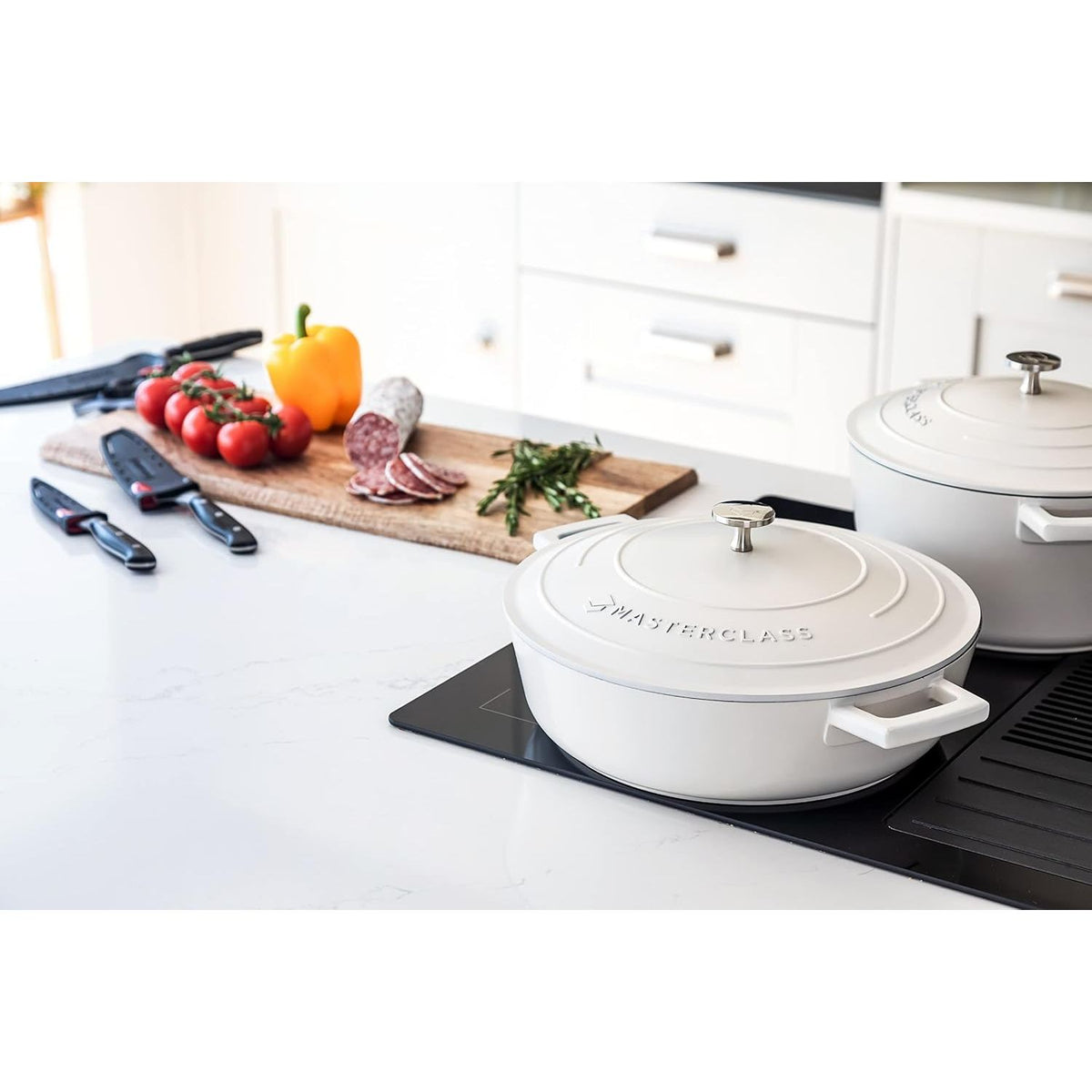 MasterClass Cream Cast Aluminium 4LT Casserole Dish Shallow