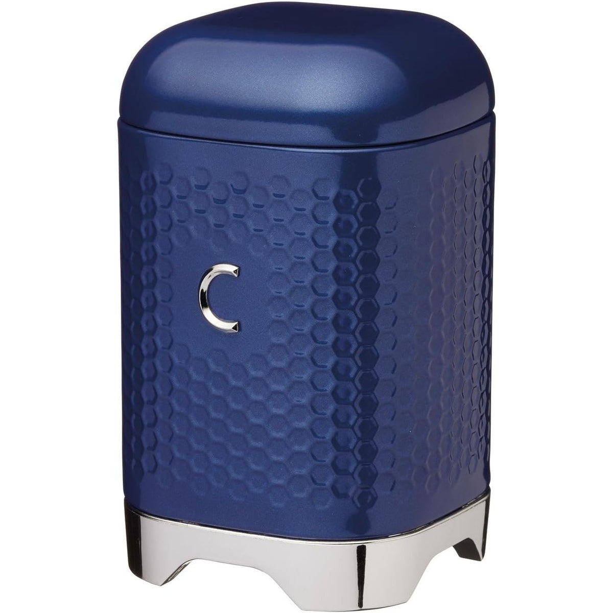Lovello Storage Canisters for Tea Coffee and Sugar in Gift Box, Textured Hexagonal Finish, Steel, Midnight Navy