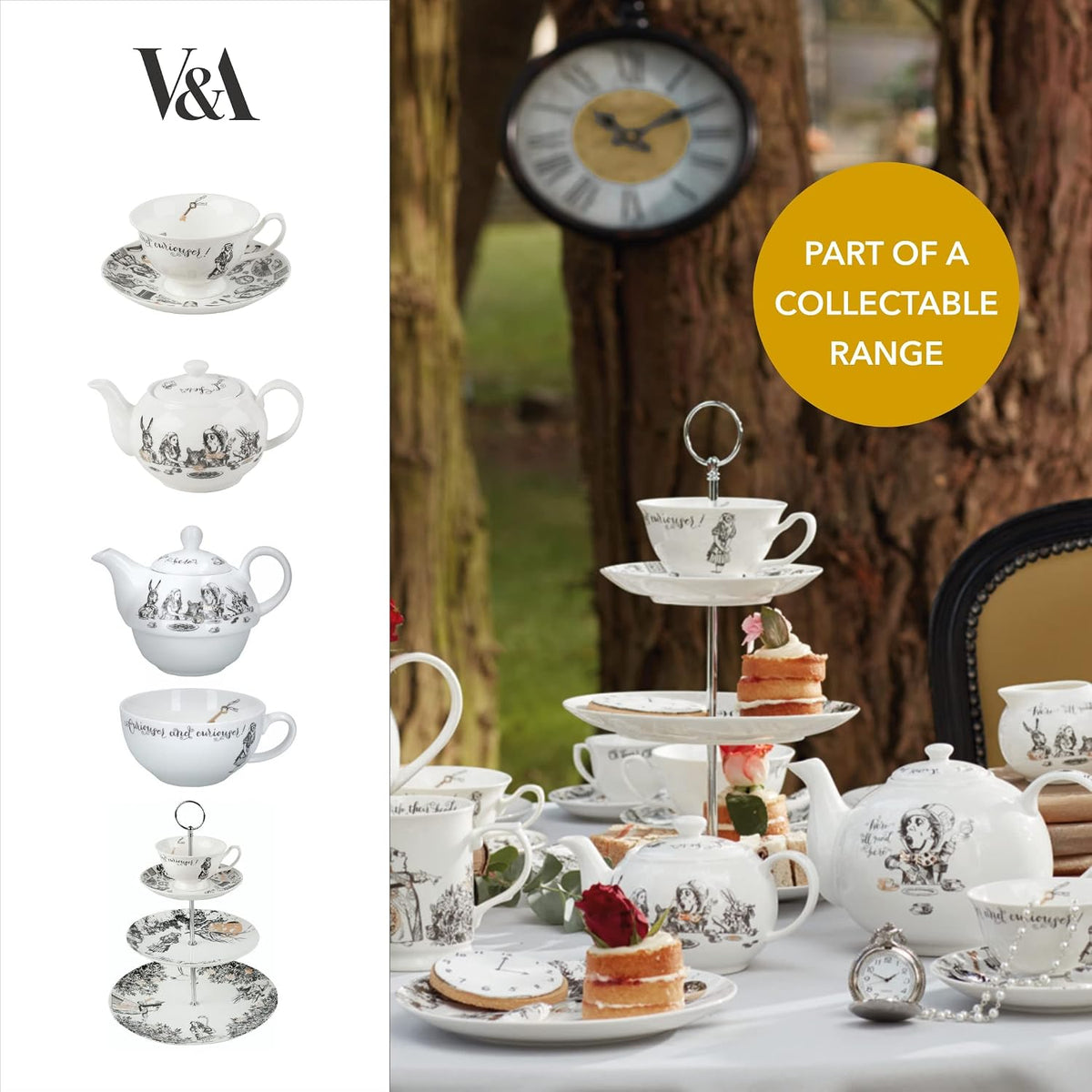 Victoria & Albert V&A Alice in Wonderland 3-Tier Cake Stand, White