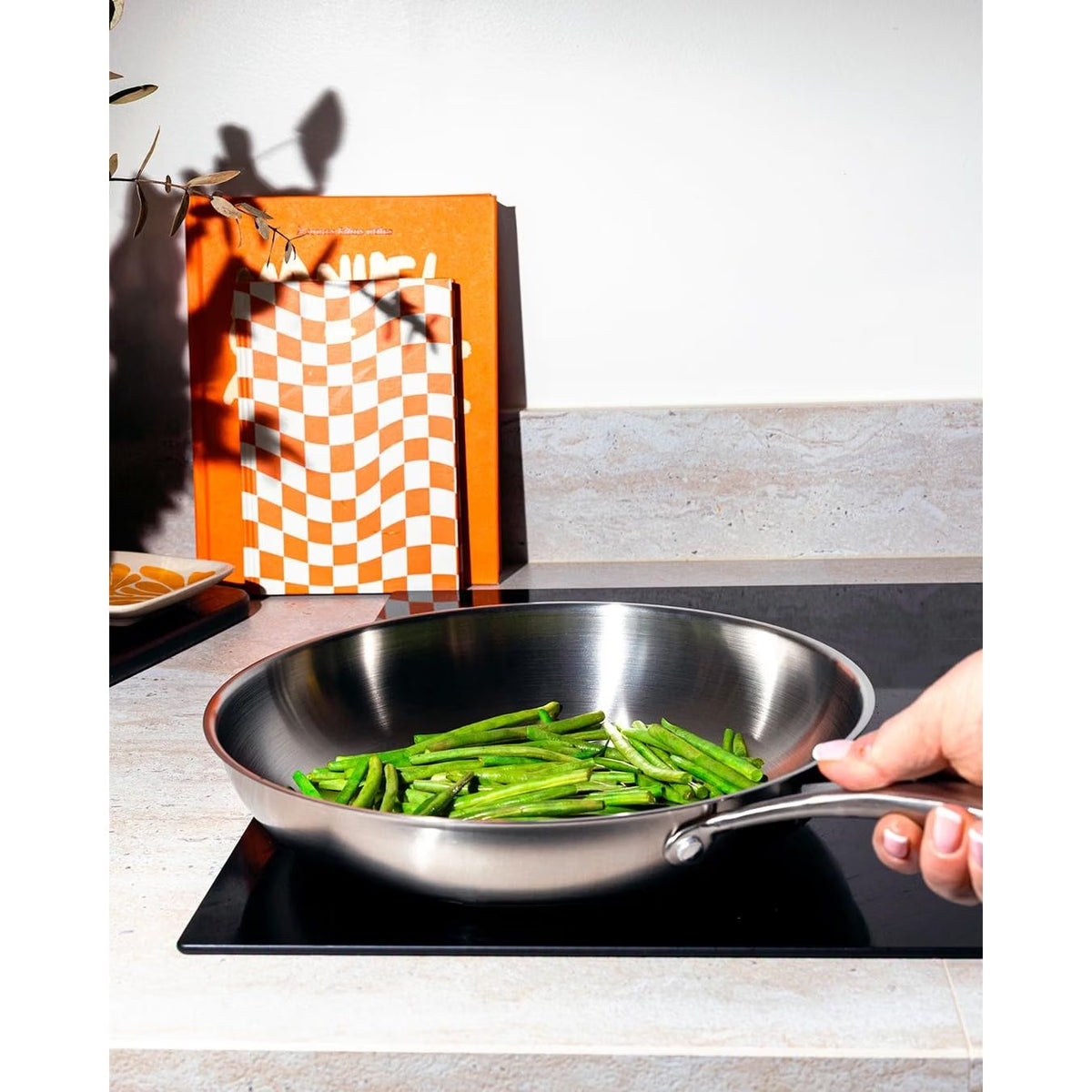 Pyrex Infinity Stainless Steel Frying Pan 28 cm, 18/10 Uncoated Steel, PFAS Free, Induction and Oven Safe, Fixed Handle, Brushed Finish