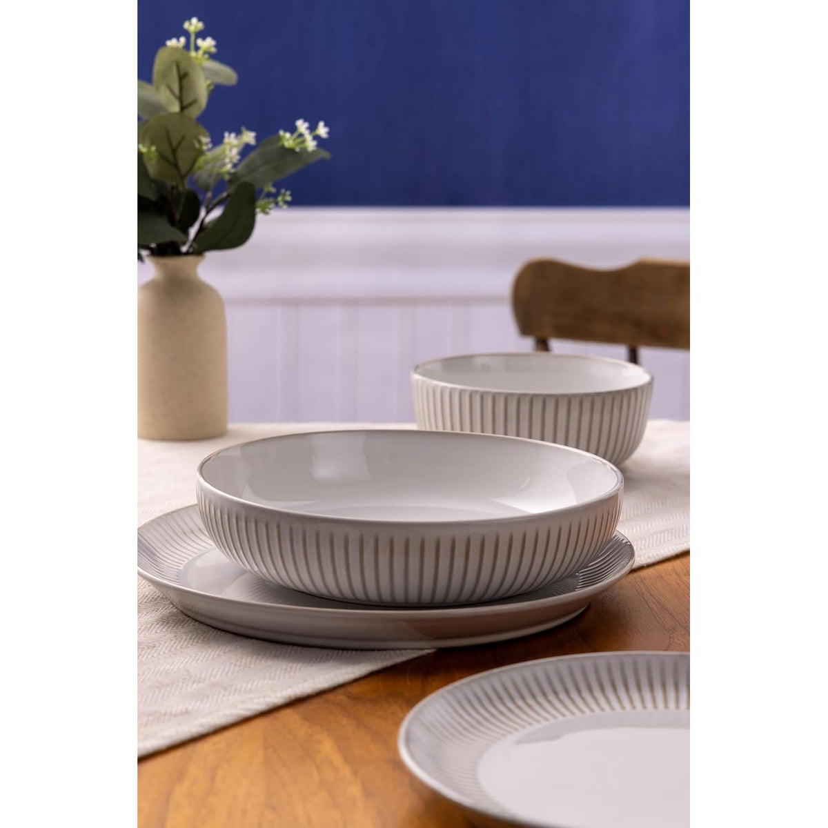 Mason Cash Reactive Ridge White 12 Piece Dinner Set
