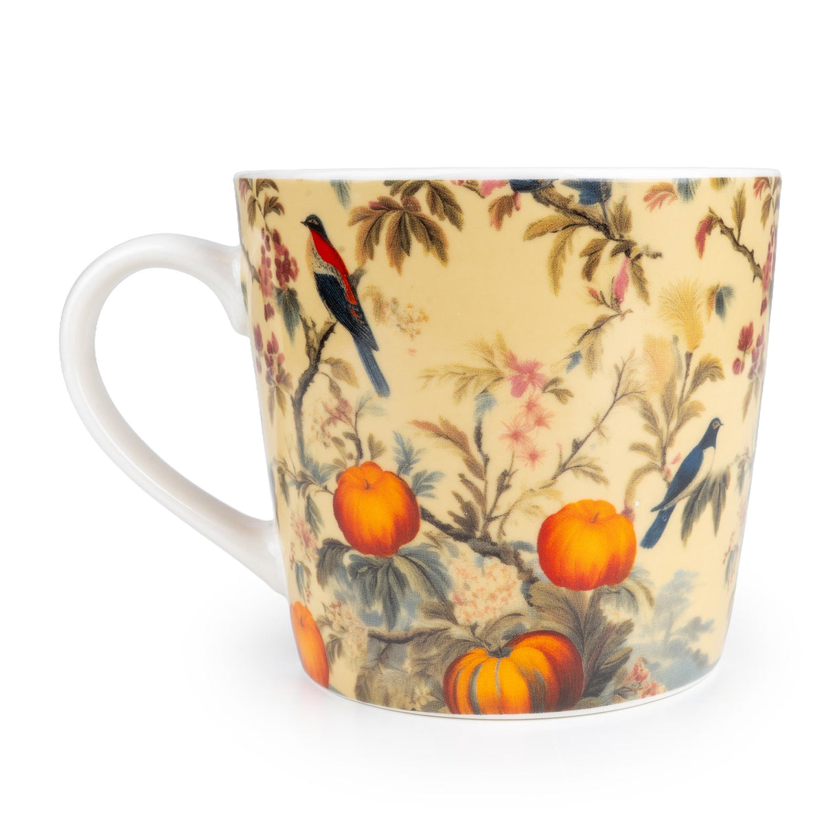 Silk Road Collection Birds Mugs Botanical Bird Print Set of 4