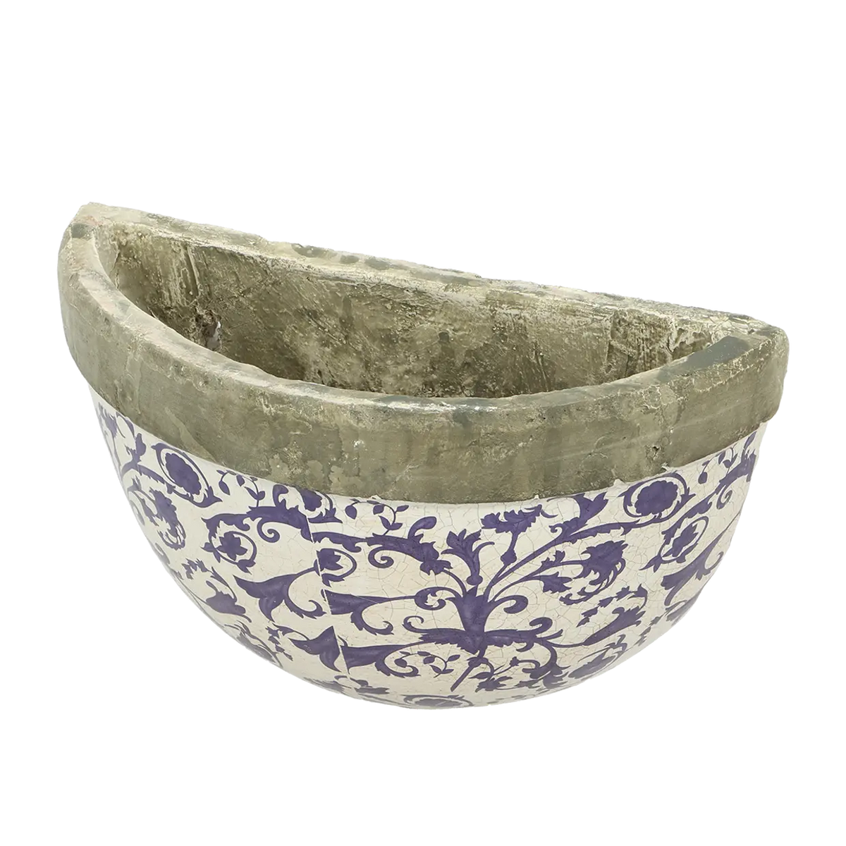 Side view of the ceramic wall planter highlighting the two mounting holes for easy installation.
