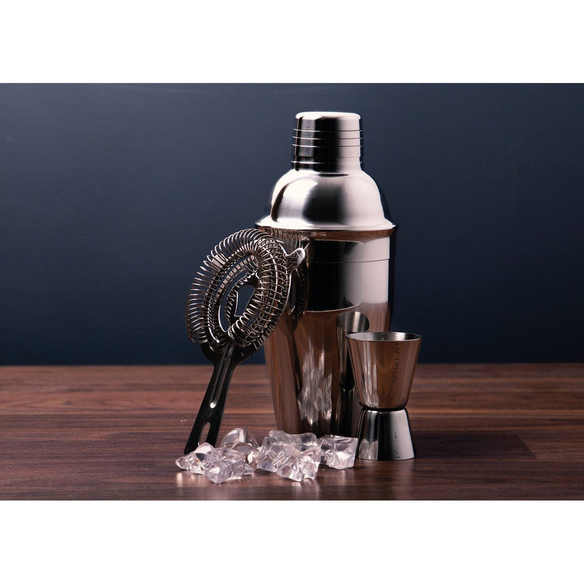 BarCraft 3 Piece Stainless Steel Cocktail Mixing Set Crome - Home Deco London