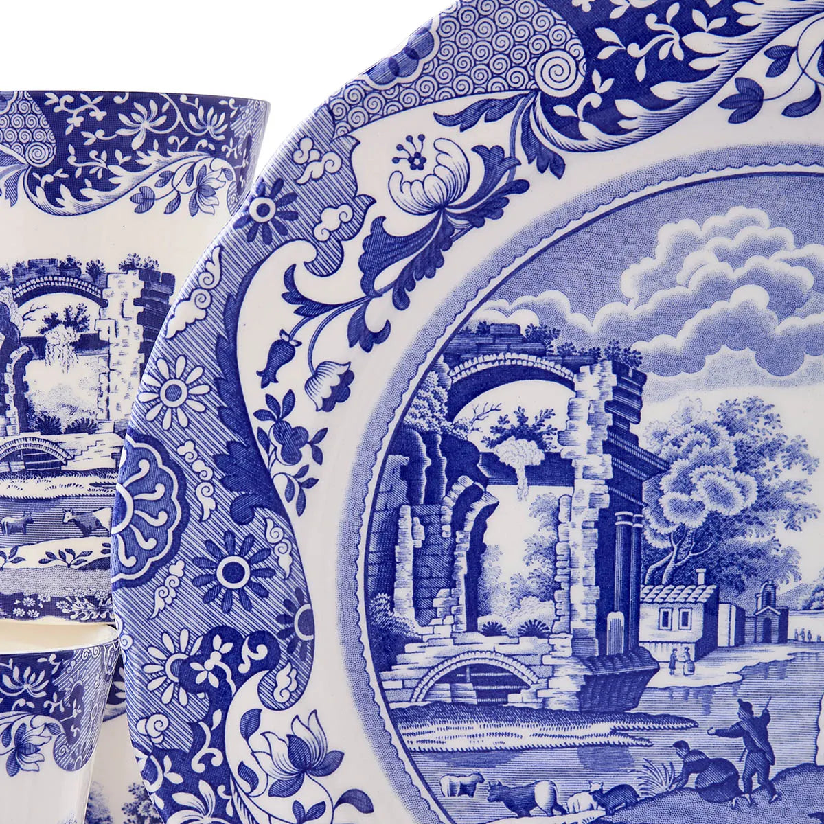 Spode Blue Italian Dinner Set - 12 Piece Tableware Set - Home Deco London