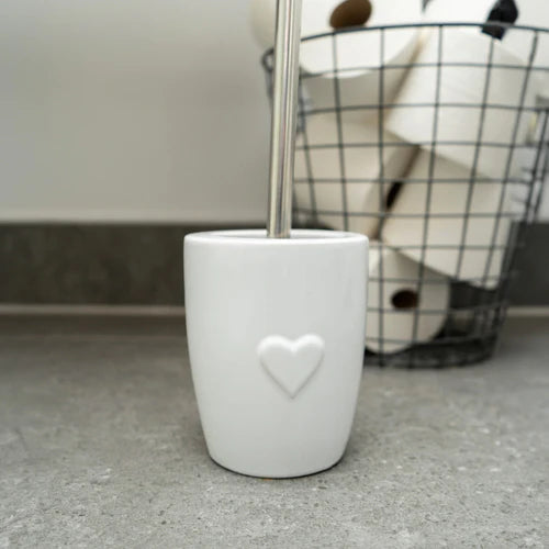 Ceramic Toilet Brush with Embossed Heart Design - Home Deco London