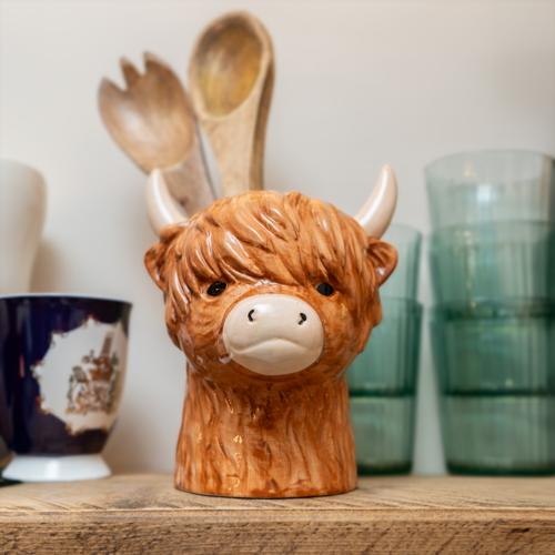 Highland Cow Ceramic Utensil Holder 3D - Home Deco London