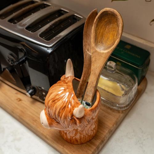 Highland Cow Ceramic Utensil Holder 3D - Home Deco London