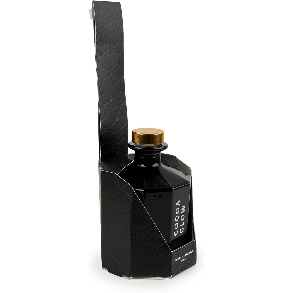 Cocoa Reed Diffuser Black Octagonal Glass Bottle 250ml - Home Deco London