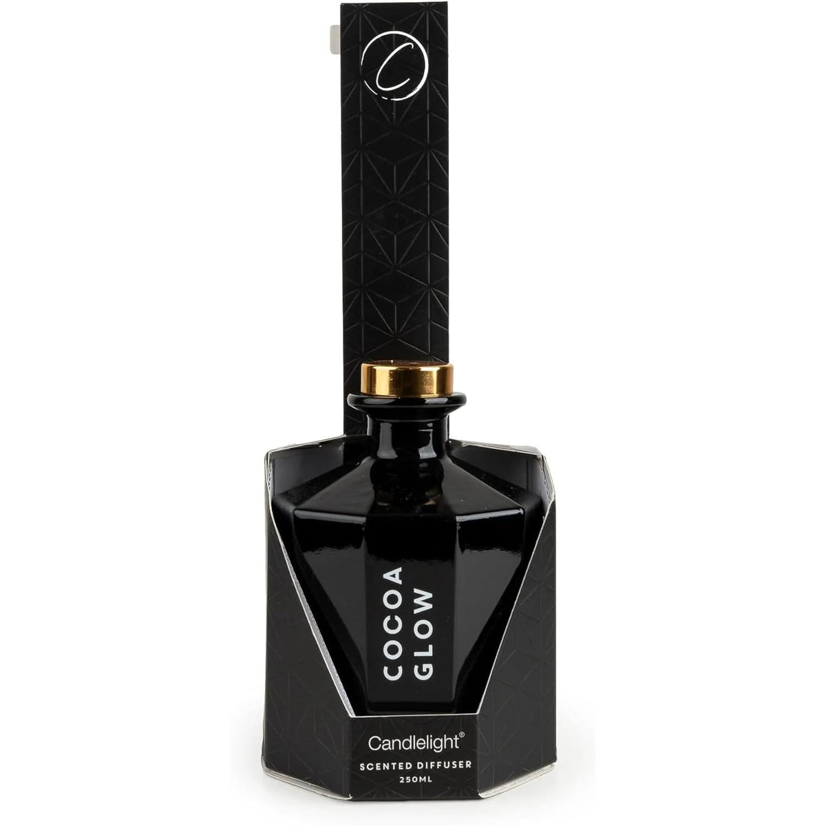 Cocoa Reed Diffuser Black Octagonal Glass Bottle 250ml - Home Deco London