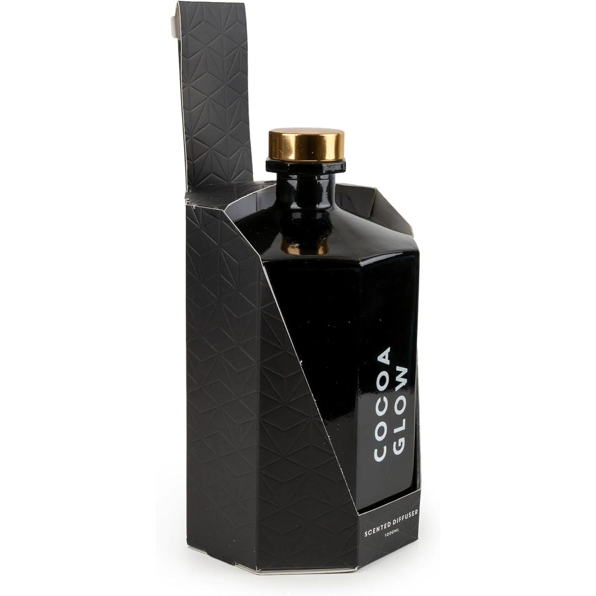Cocoa Reed Diffuser Black Octagonal Glass Bottle 1000ml - Home Deco London