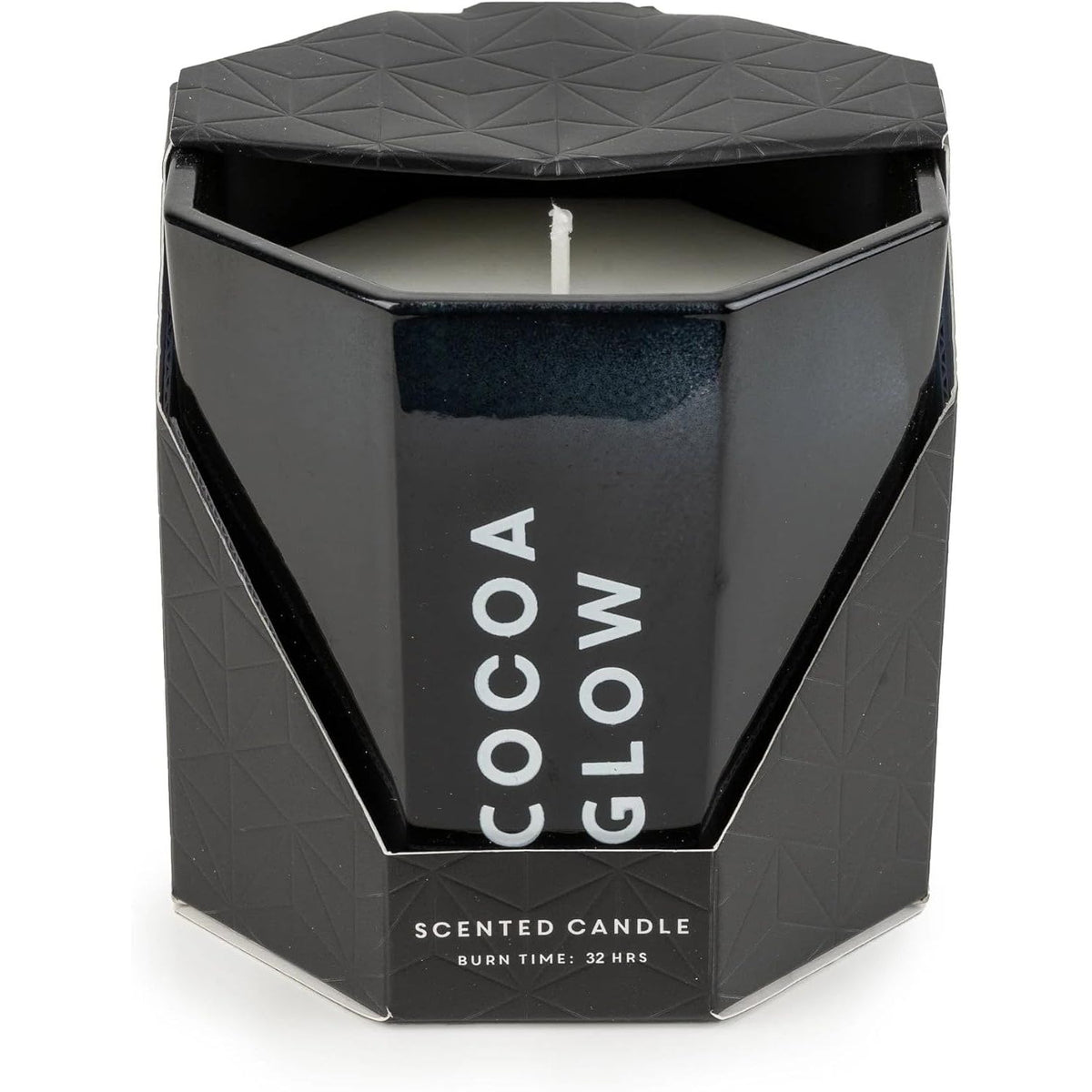 Cocoa Scent Candle - Large Octagonal Black Candle - Home Deco London