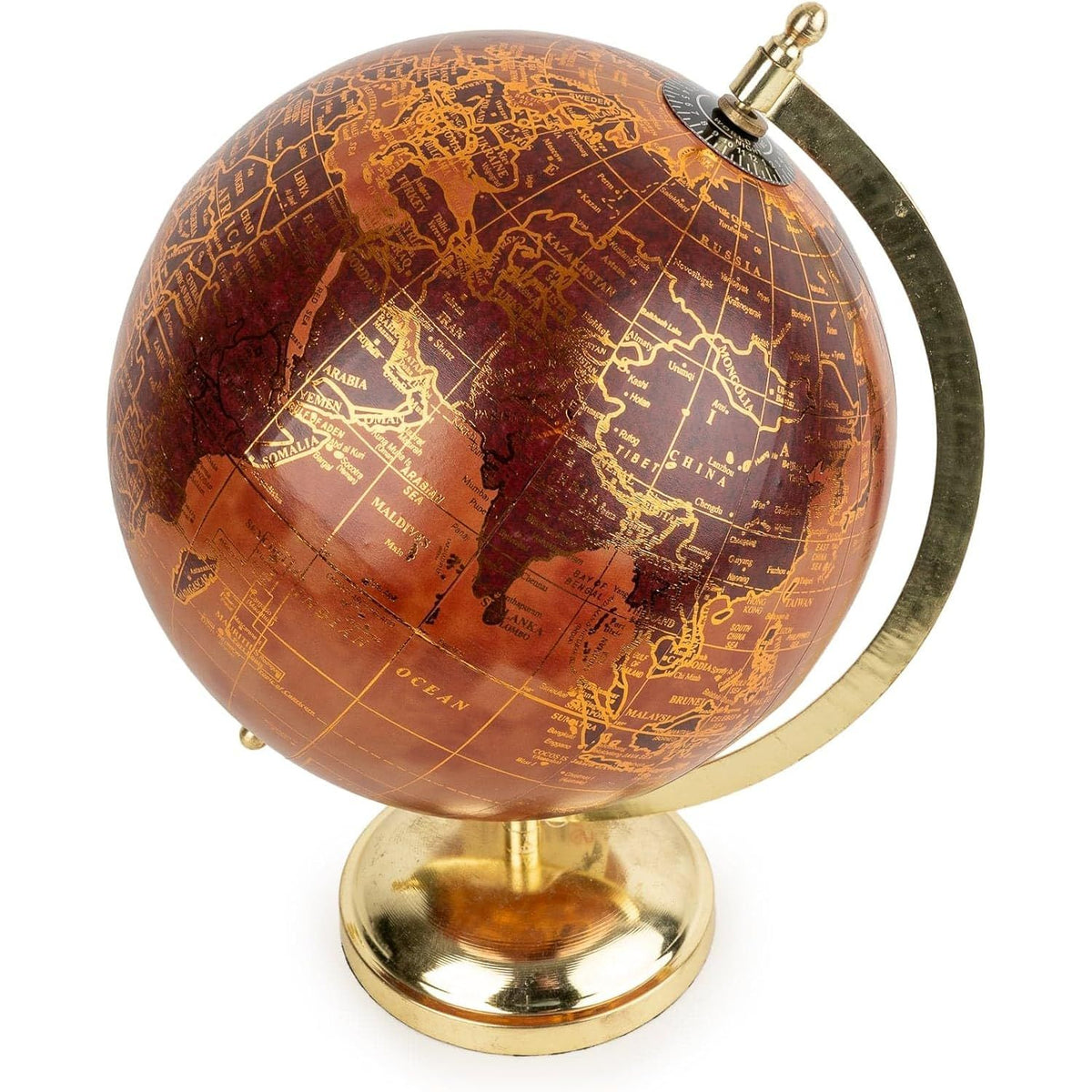 Vintage Terracotta and Gold World Globe - Home Deco London