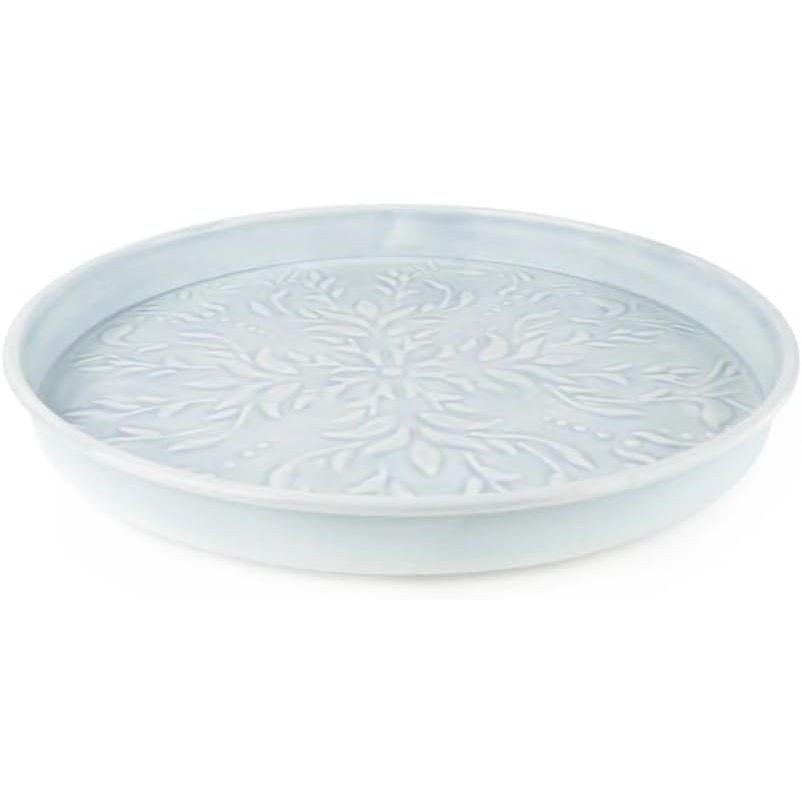 Enamel Tray in Light Blue 32.5cm Embossed Enamel - Home Deco London