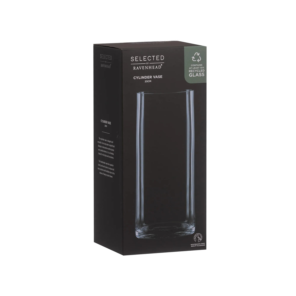 Ravenhead Cylinder Vase 23cm Gift Boxed - Home Deco London