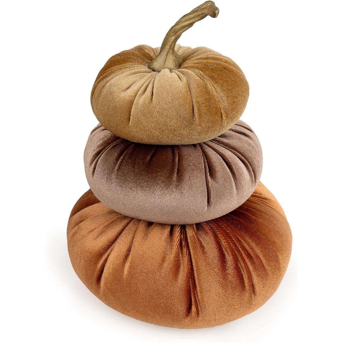 Pumpkin Set of 3 Stacked Velour Autumn Cushions - Home Deco London