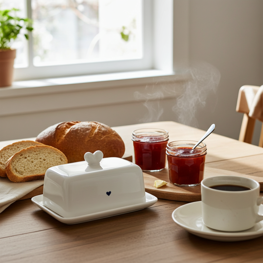 Heart Ceramic Butter Dish With Lid - Home Deco London