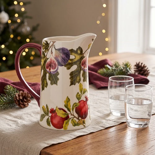 Ceramic Pitcher Large Jug Fig & Pomegranate