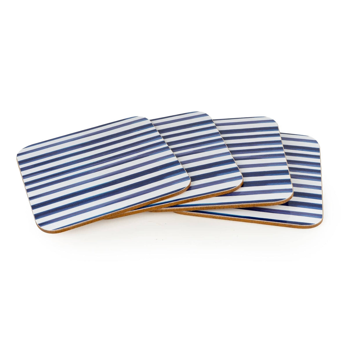 Jeff Banks Set of 4 Coasters – Leafy Stripes Blue