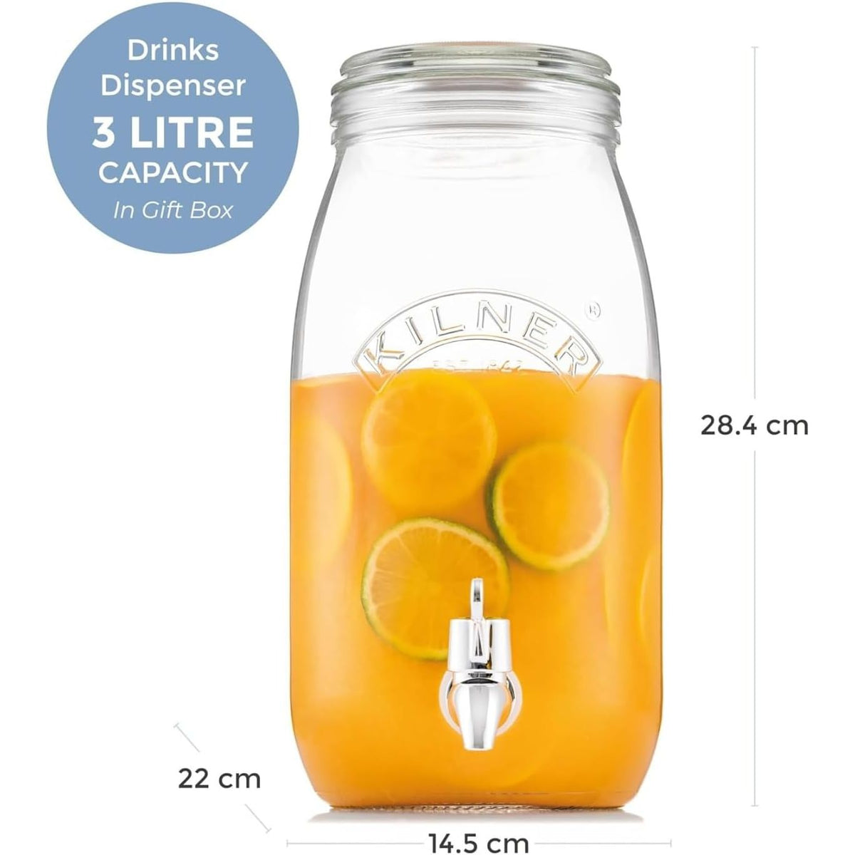 Kilner 3 Litre Drinks Dispenser In Gift Box - Home Deco London