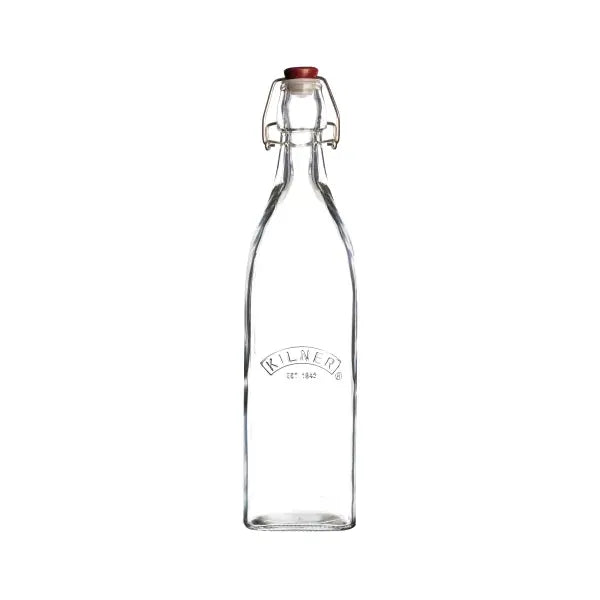 Kilner Clip Top Square Bottle 1 Litre Pack of 4 - Home Deco London