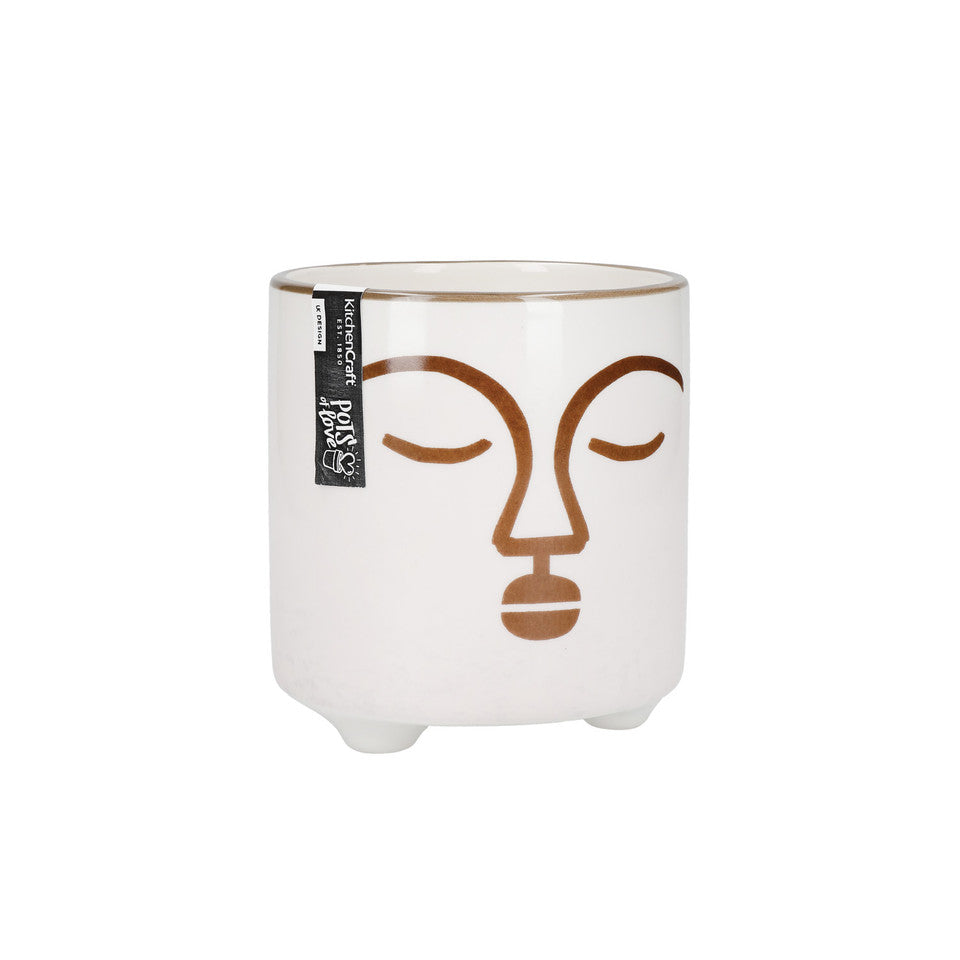KitchenCraft Terracotta Face Design Ceramic Pot - Home Deco London