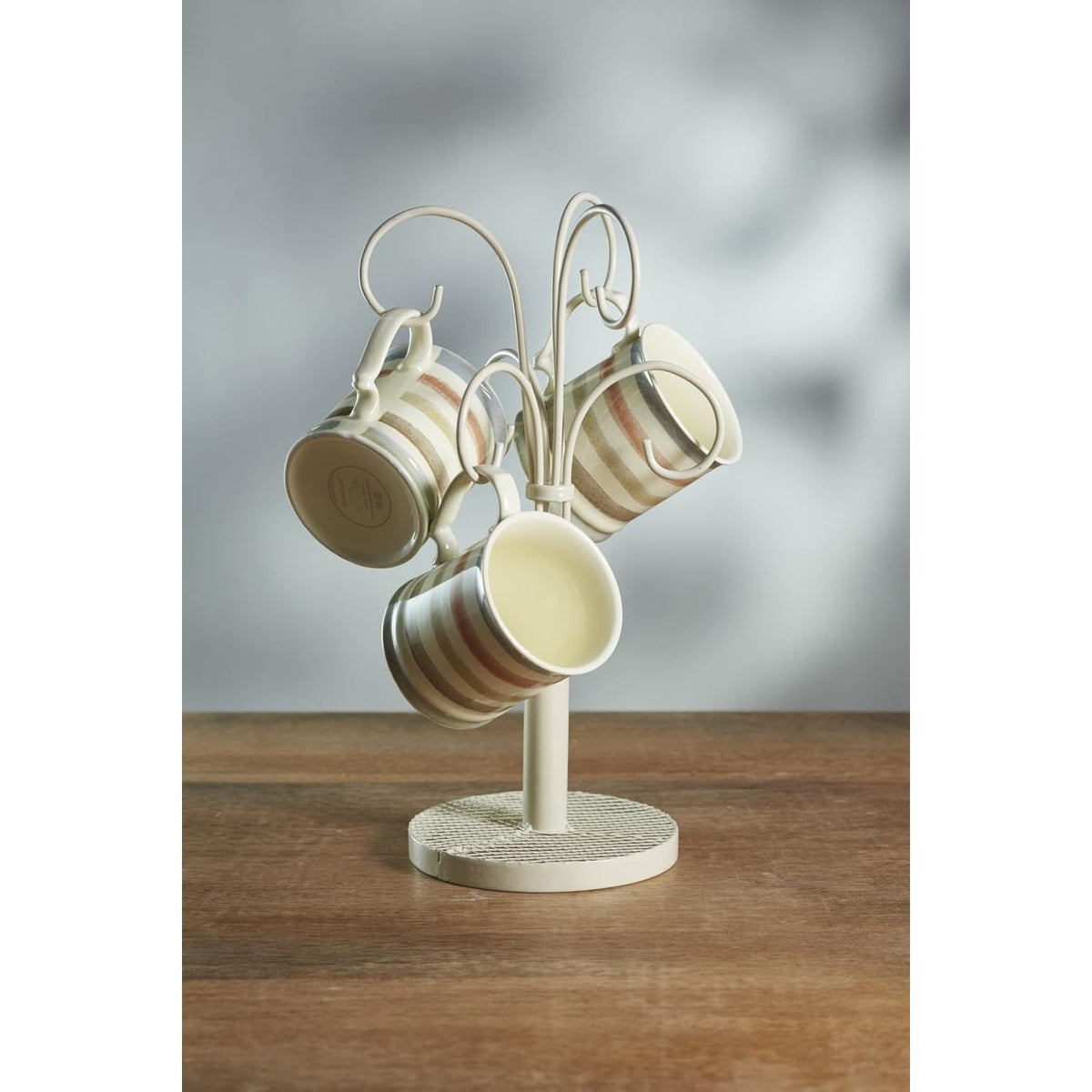 KitchenCraft Classic Collection Wrought Iron Mug Tree Stand Cream - Home Deco London