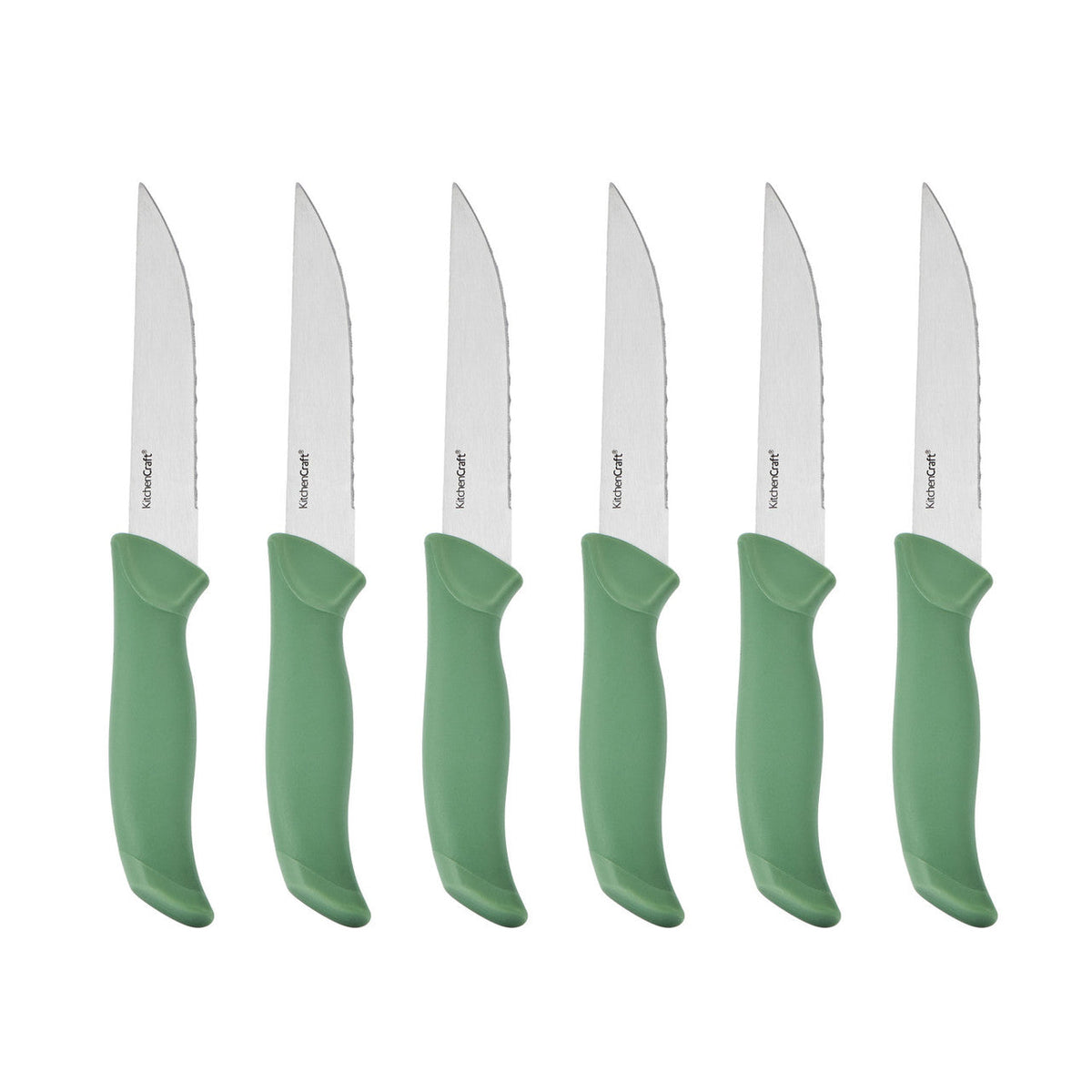KitchenCraft 14pc Kitchen Knife Block Set with 7 Knives Green - Home Deco London