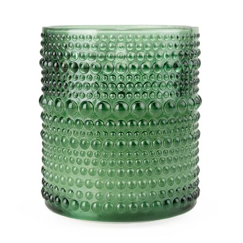 Olive Green LED Candle in Embossed Glass - 10cm - Home Deco London