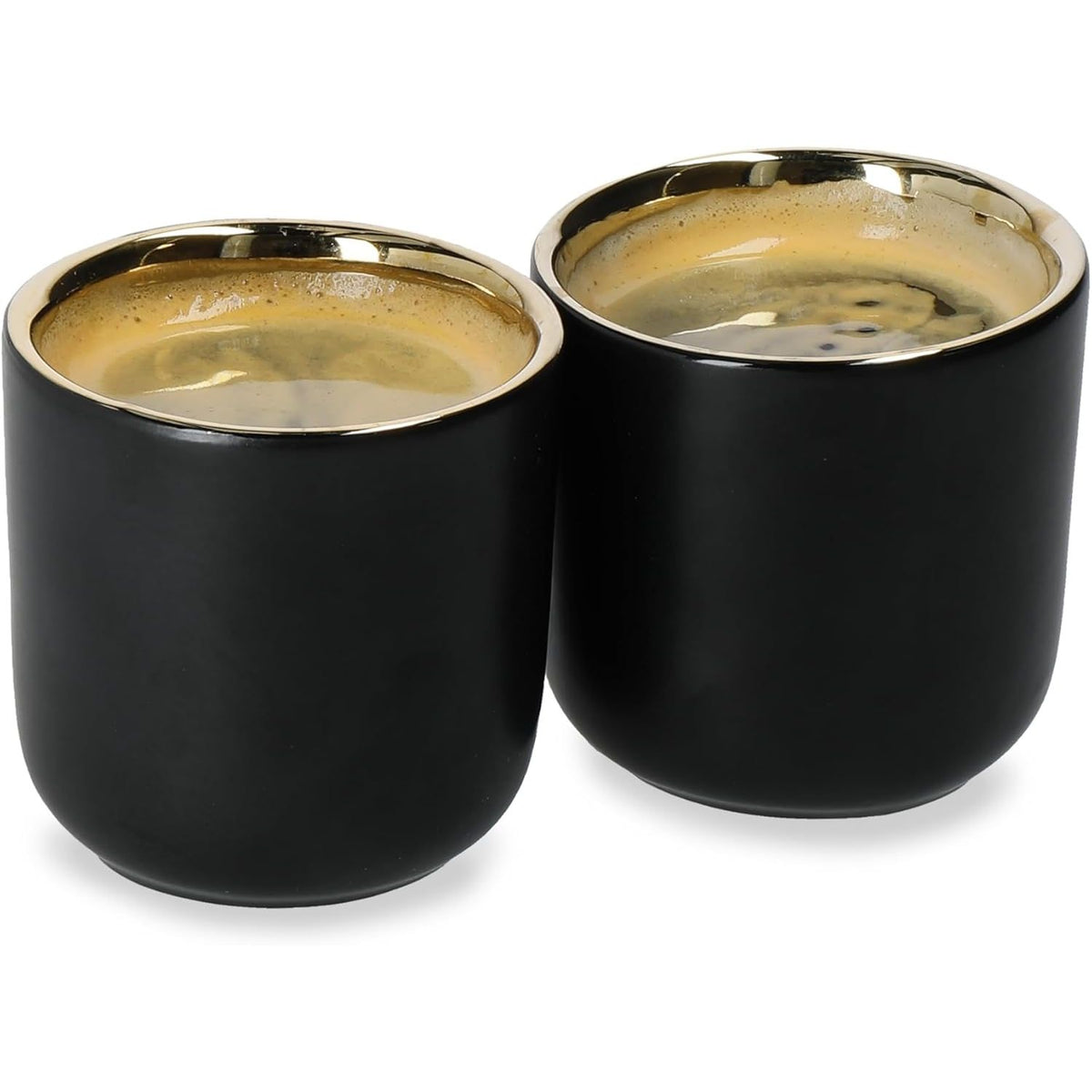 Two La Cafetière Double Walled Espresso Mugs on a table, displaying their ergonomic design and luxurious finish.