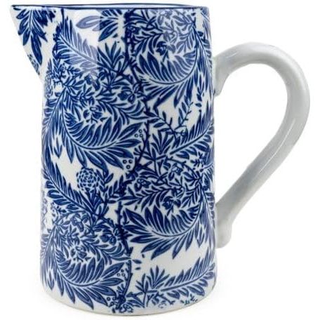 Large Blue Floral Ceramic Pitcher 23cm Jug - Home Deco London