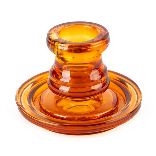 Amber Glass Candlestick 10cm - Home Deco London