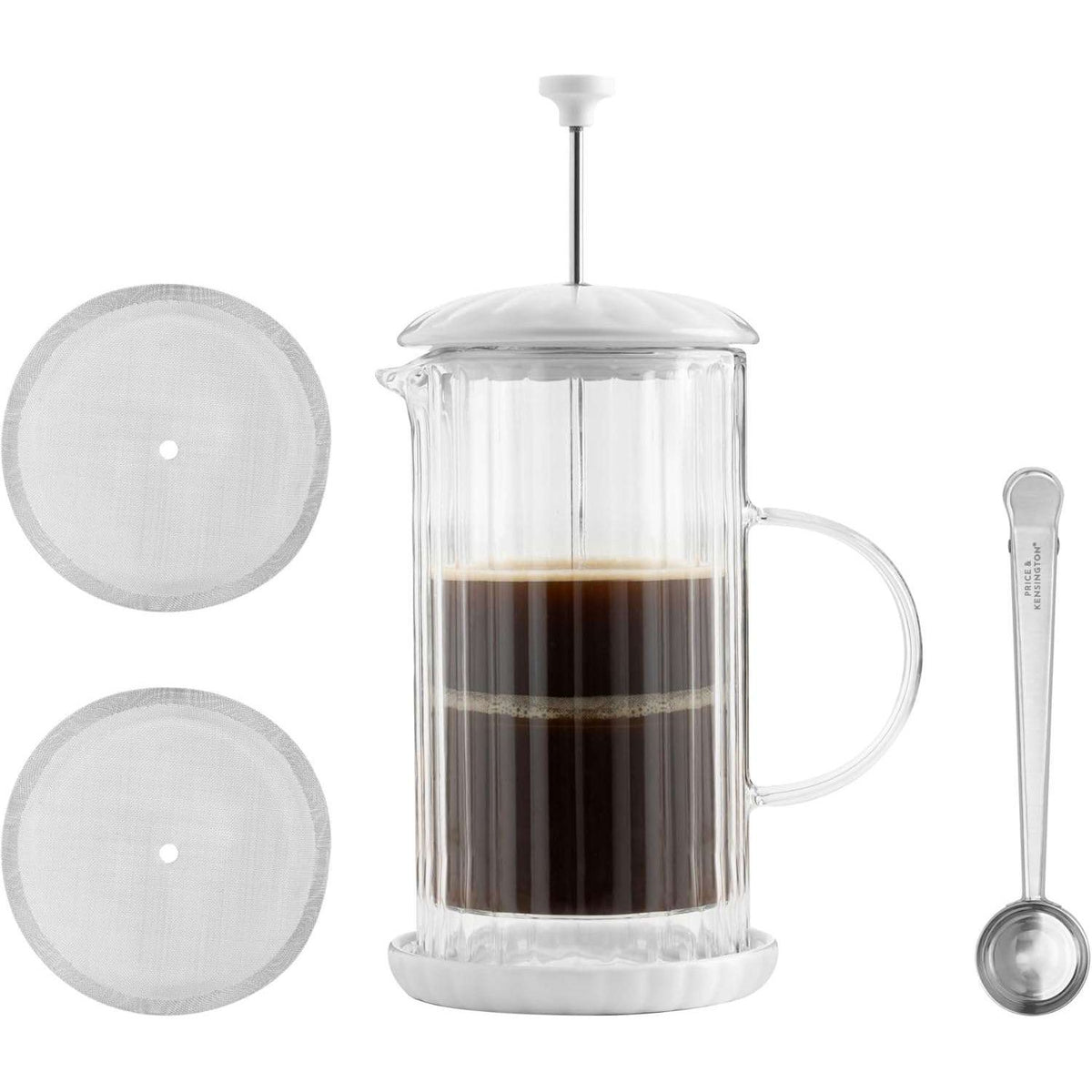 Price & Kensington Luxe French Press White Cafetiere 1 Litre White - Home Deco London