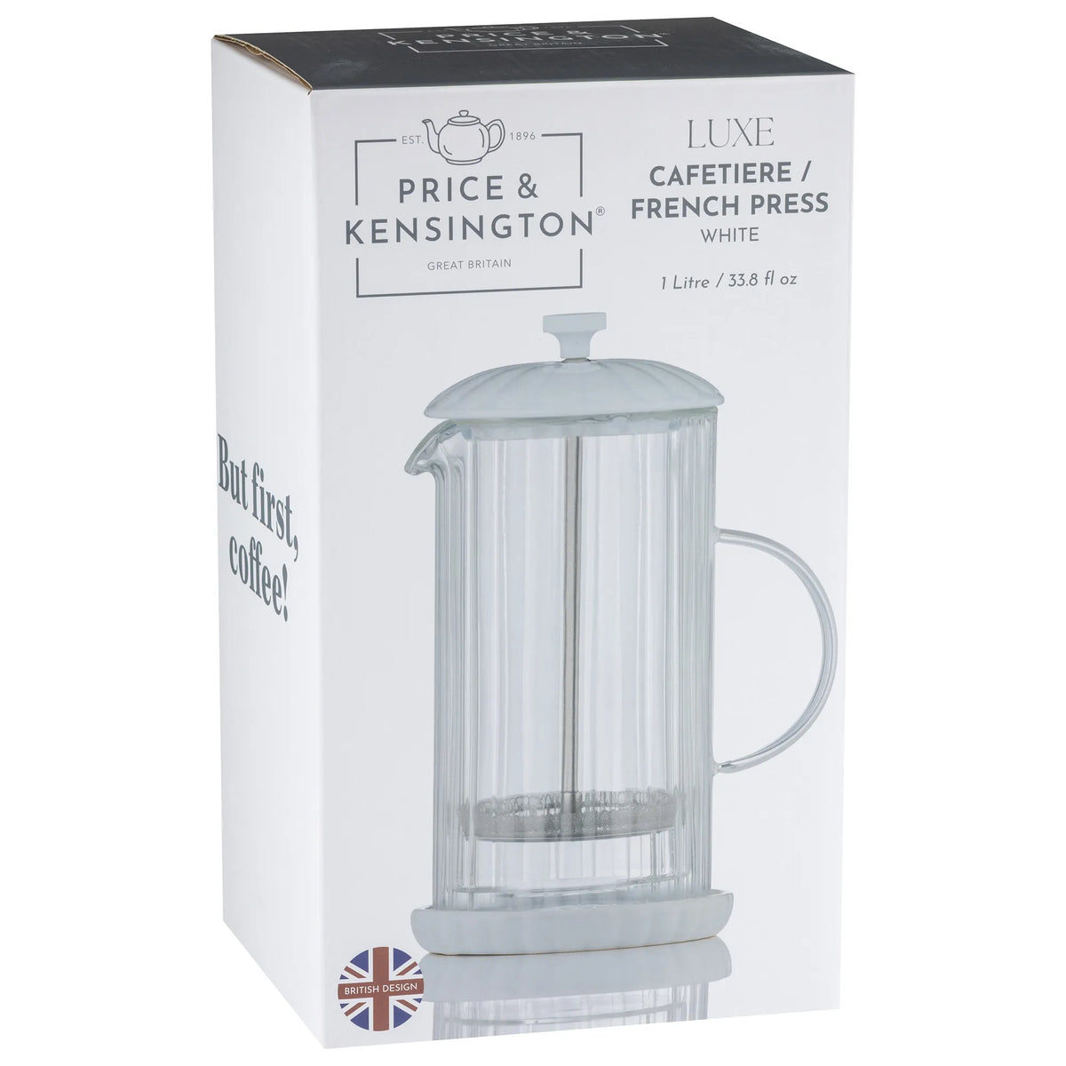 Price & Kensington Luxe French Press White Cafetiere 1 Litre White - Home Deco London