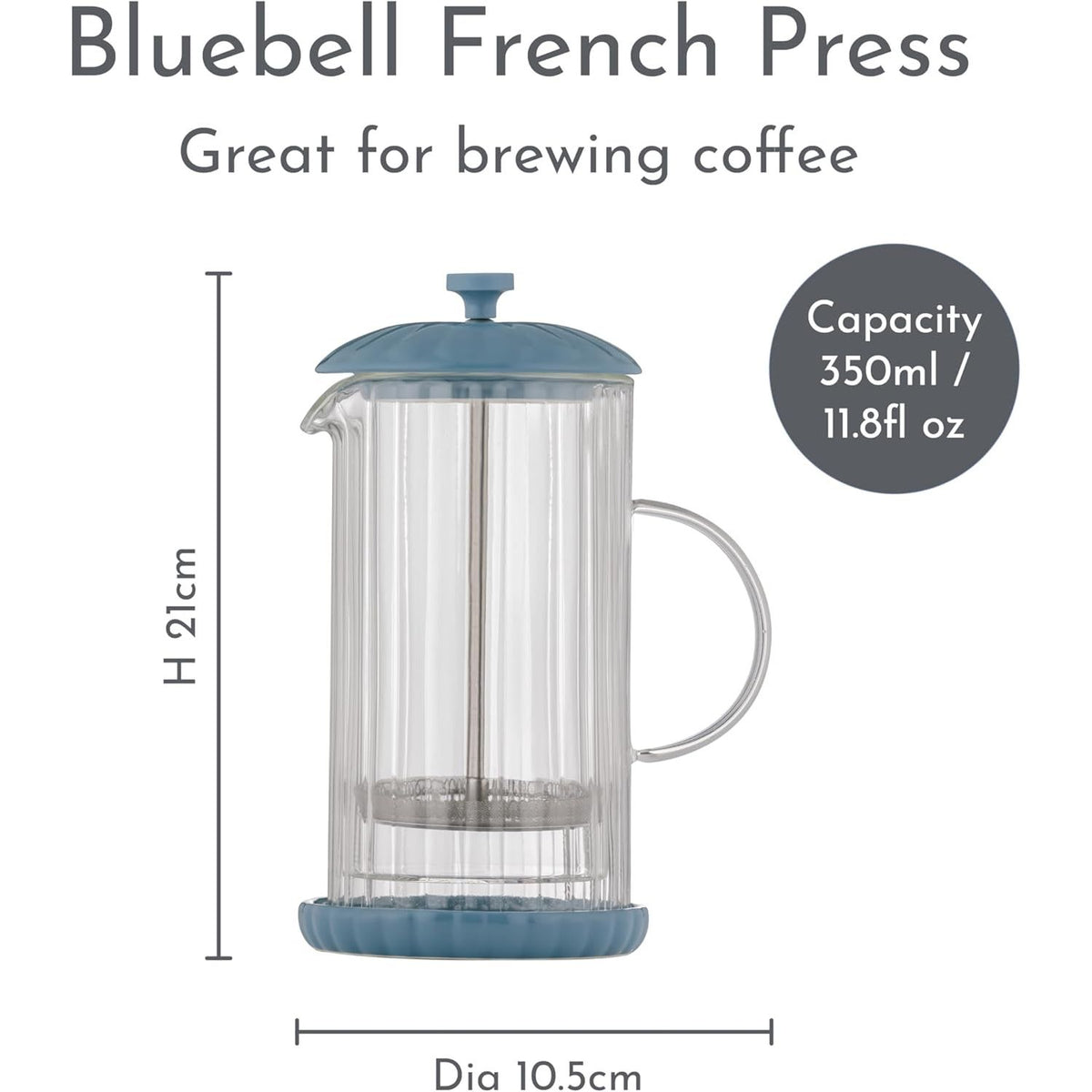 Price & Kensington Luxe French Press White Cafetiere 350ml Bluebell - Home Deco London