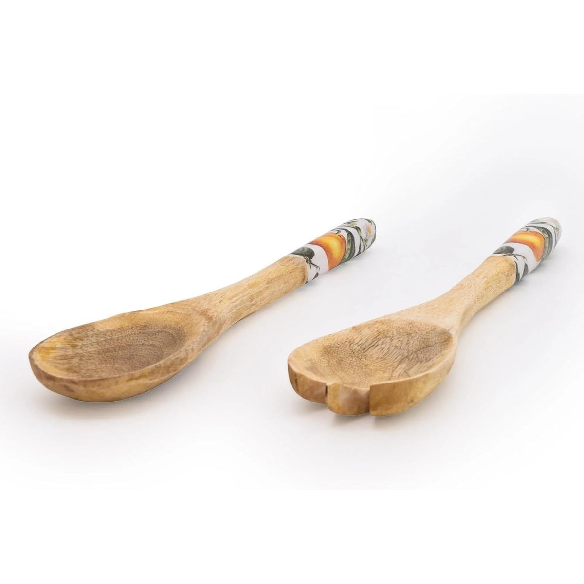 Mango Wood Serving Set with Enamel Print Oranges - Home Deco London
