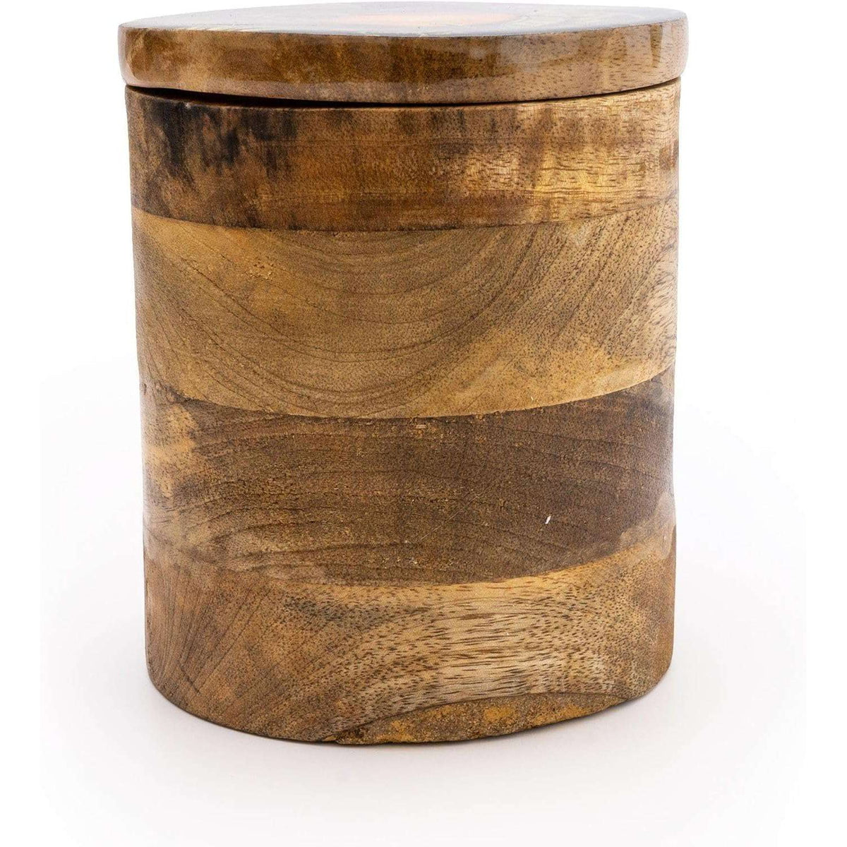 Mango Wood Storage Jar with Enamel Print - Orange Blossom Large - Home Deco London