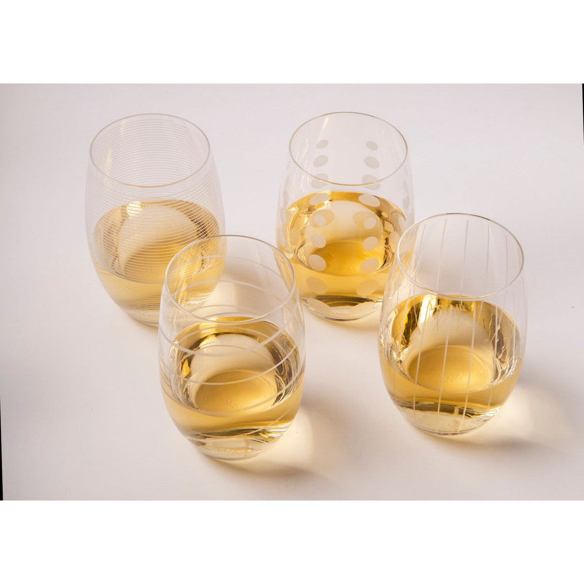 Mikasa Cheers Set of 4 Etched Stemless Wine Glasses - Home Deco London