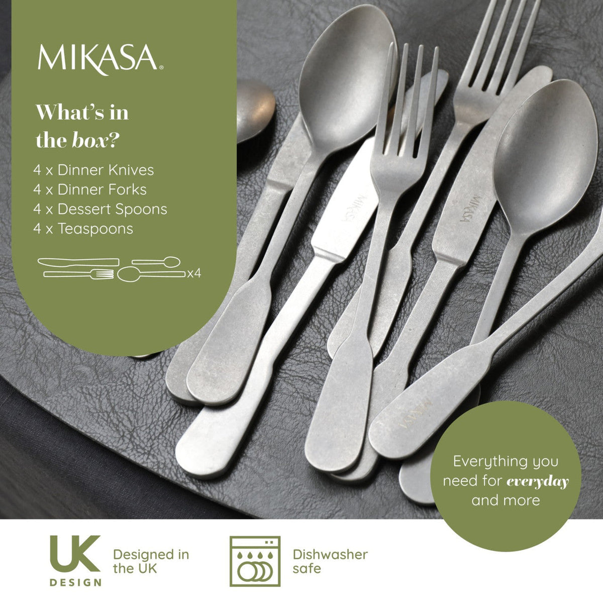 Mikasa Soho Antique 16 Piece Cutlery Set - Home Deco London