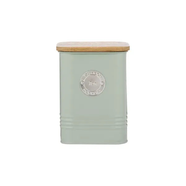 Stylish Mint Tea Canister 1.3L from Typhoon Living featuring a Squircle design, bamboo lid, and airtight seal, perfect for keeping your tea fresh.