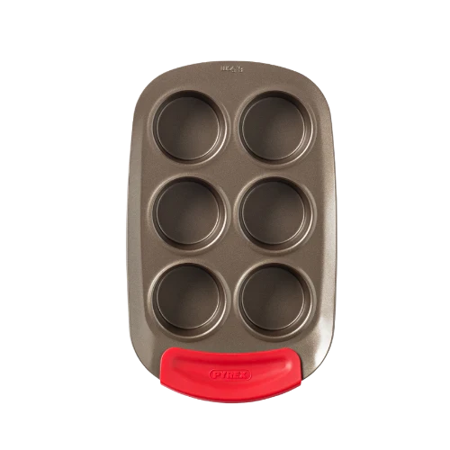 Pyrex asimetriA Metal Muffin & Cupcake Tray with Silicone Handle 6 Cups