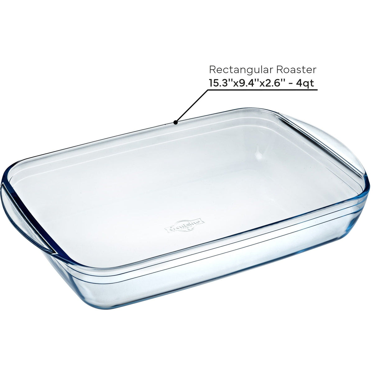 O'Cuisine Large Roasting Dish, Rectangular Roaster measuring 15.3" x 9.4" x 2.6", ideal for casseroles and roasting.