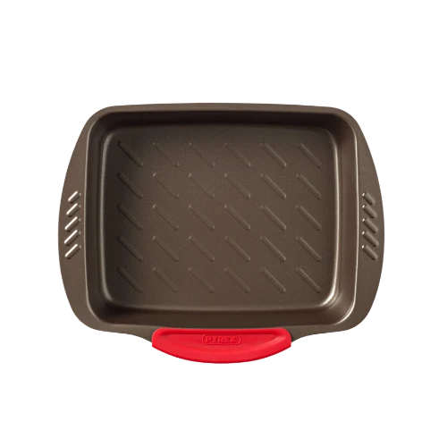 Pyrex asimetriA Rectangular metal oven dish with slicone handle 25x20cm